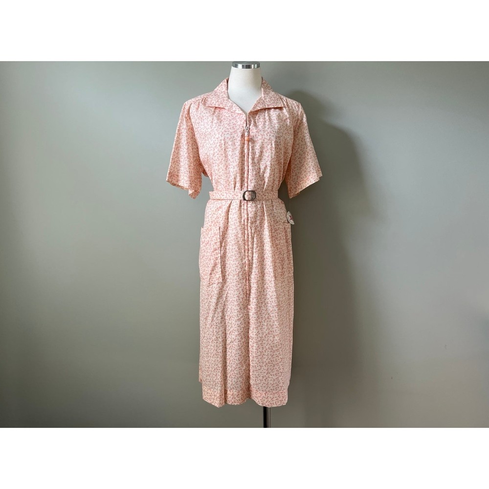 Deadstock 1960s Vintage Womens Fall Flowers Shirt House Dress Belt Carolina Maid